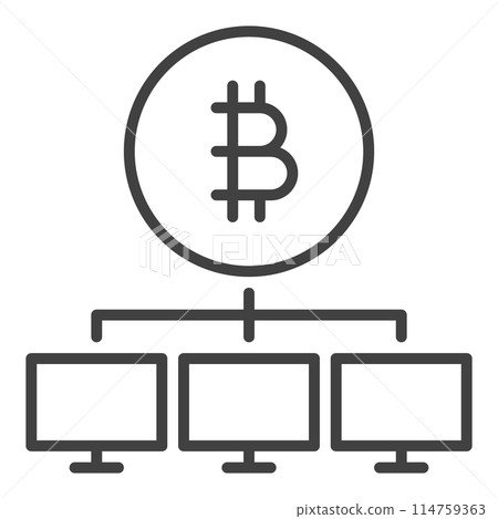 Bitcoin sign with Computers vector Decentralized Cryptocurrency thin line icon or symbol Bitcoin sign with Computers vector Decentralized Cryptocurrency thin line icon or symbol 114759363