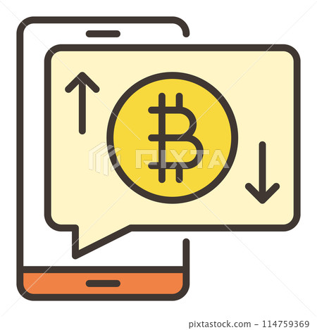 Bitcoin sign on phone screen vector Crypto Smartphone colored icon or design element 114759369
