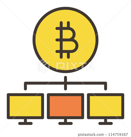 Computers and Bitcoin sign vector Decentralized Cryptocurrency colored icon or design element Computers and Bitcoin sign vector Decentralized Cryptocurrency colored icon or design element 114759387