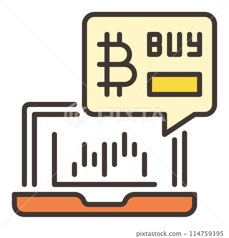 Laptop Crypro Trading vector Bitcoin Cryptocurrency Trading colored icon or design element 114759395