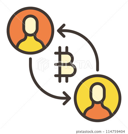P2P Cryptocurrency Exchange vector Bitcoin Trading colored icon or design element 114759404