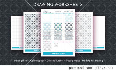 How to Draw a Pattern. Step by Step Drawing Tutorial. Draw Guide Worksheet. Simple Instruction for Kids and Adults 114759885