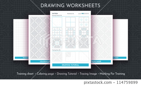 How to Draw a Pattern. Step by Step Drawing Tutorial. Draw Guide Worksheet. Simple Instruction for Kids and Adults 114759899