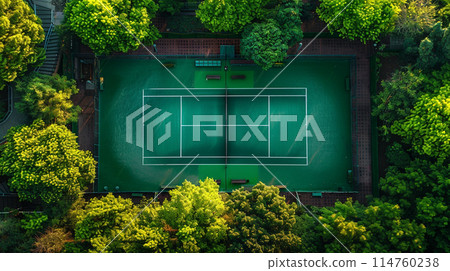 Tennis court Top view. Sport concept. Tennis court background. 114760238