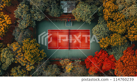 Tennis court Top view. Sport concept. Tennis court background. 114760239
