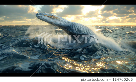 Whale in the ocean background. 114760266