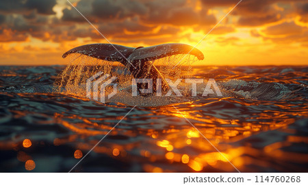 Whale in the ocean background. Whale in the ocean background. 114760268