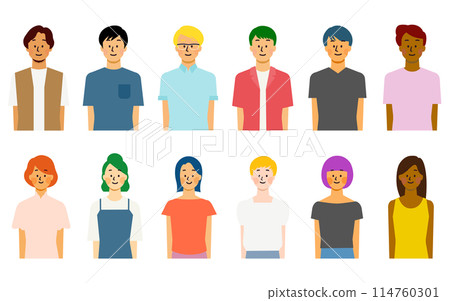 Set of young multinational people 114760301