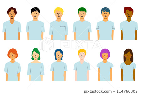 Set of young multinational people 114760302