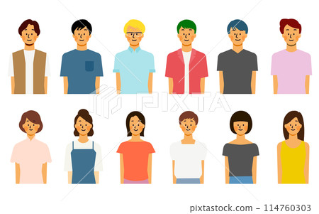 Set of smiling young people (upper body) Set of smiling young people (upper body) 114760303