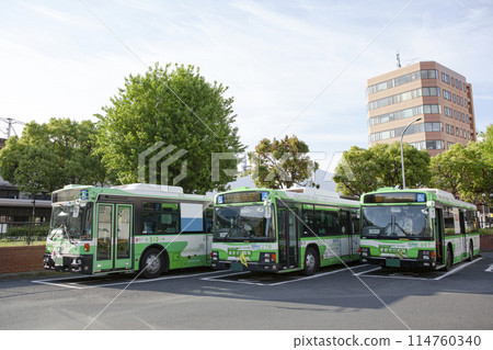 Kobe City Bus at the bus terminal Kobe City Bus at the bus terminal 114760340