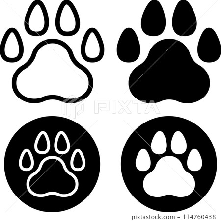 Dog paw print icon set Dog paw print icon set 114760438
