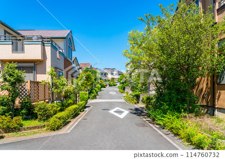 A quiet residential area in Tama New Town, surrounded by nature 114760732