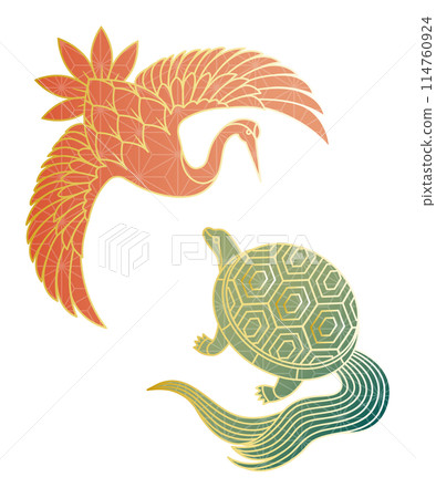 日本圖案鶴龜插畫素材向量吉祥物敬老日長壽長壽 日本圖案鶴龜插畫素材向量吉祥物敬老日長壽長壽 114760924