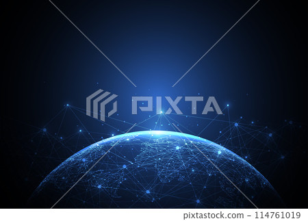 Global network connection. World map point and line composition concept of global business. Vector Illustration 114761019
