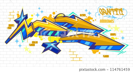 Modern Trendy Colorful Abstract Urban Street Art Graffiti Style Arrows Vector Illustration Template Modern Trendy Colorful Abstract Urban Street Art Graffiti Style Arrows Vector Illustration Template 114761459