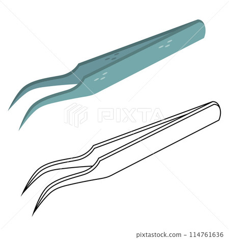 Medical tweezers icon Medicine and health Anatomical tweezers. Black and white outline of tweezers Medical tweezers icon Medicine and health Anatomical tweezers. Black and white outline of tweezers 114761636