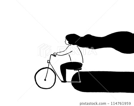 騎自行車的女孩，單色 114761959