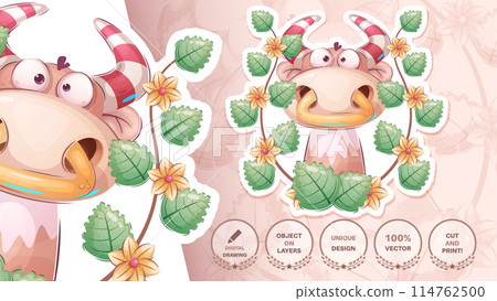 Cow Cartoon Character. Cute Amimal. Illustration for Kids 114762500