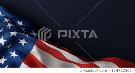 USA or American flag on blue background Independence day banner 3D render 114762505