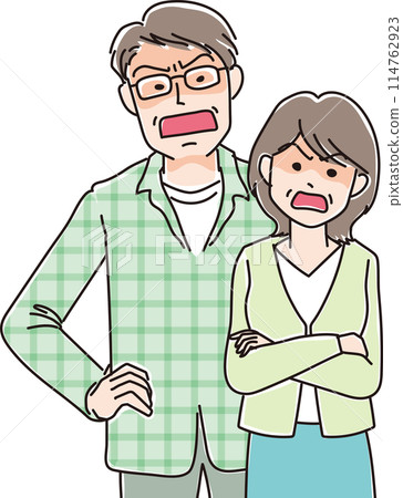 Character illustration_Angry facial expression_Middle-aged couple_Men and women in their 40s and 50s_Middle-aged Character illustration_Angry facial expression_Middle-aged couple_Men and women in their 40s and 50s_Middle-aged 114762923