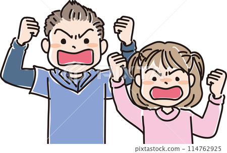 人物插畫_憤怒的表情_男孩女孩_男孩女孩_小學生_兒童 114762925