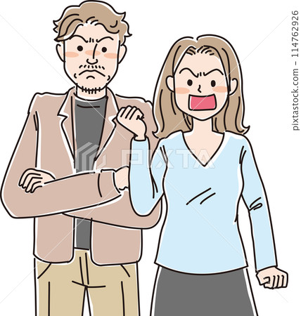 Character illustration_Angry facial expression_Young couple_Men and women in their 20s and 30s 114762926