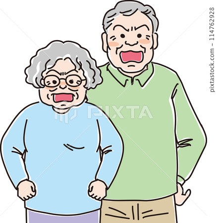 人物插畫_憤怒表情_老年夫婦_60、70、80歲老年男女_爺爺_奶奶 人物插畫_憤怒表情_老年夫婦_60、70、80歲老年男女_爺爺_奶奶 114762928