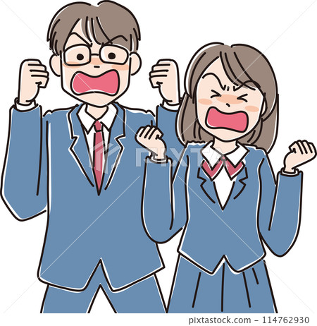 Character illustration_Angry facial expression_Student male and female_High school student male and female_Junior high school student male and female 114762930