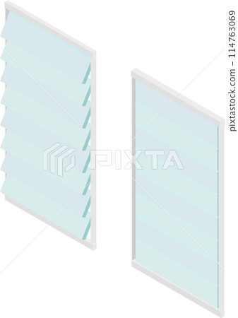 Isometric louver window image material set Isometric louver window image material set 114763069