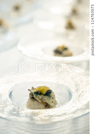 Stock image of French appetizer in a stylish atmosphere 114763073