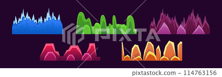 Rock and Mountain Landscape Game Design Element Vector Set 114763156