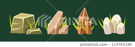 Rock and Mountain Rough Terrain Game Element Vector Set Rock and Mountain Rough Terrain Game Element Vector Set 114763186