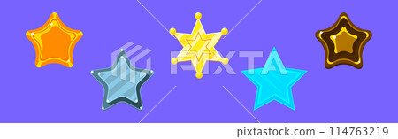 Game UI Glossy Star Object and Item Vector Set 114763219