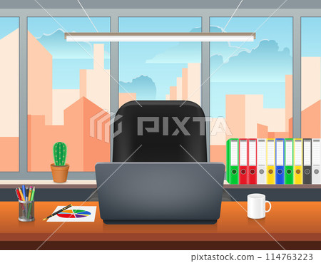 office work space for staff of a company or organization vector illustration 114763223