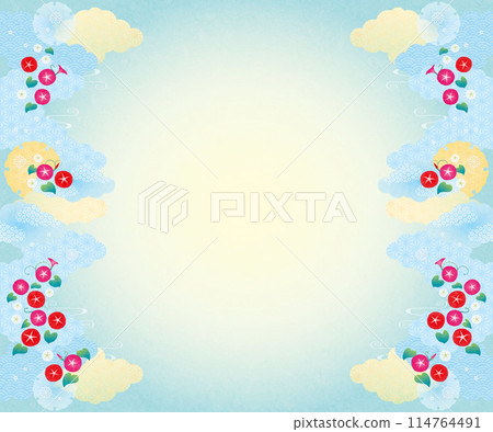 Background material-Japanese pattern morning glory 2022-15 Tech Background material-Japanese pattern morning glory 2022-15 Tech 114764491