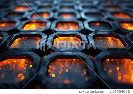 3D abstract background of geometric grids and lattices in metallic finishes 3D abstract background of geometric grids and lattices in metallic finishes 114764656