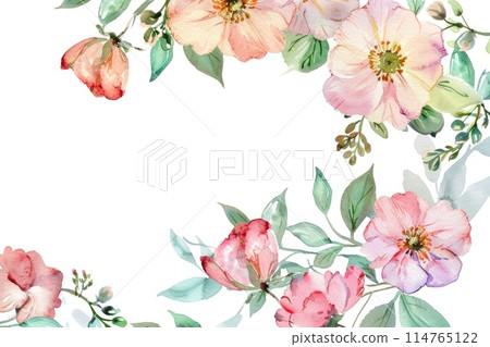 Soft watercolor blooms creating an elegant corner arrangement Soft watercolor blooms creating an elegant corner arrangement 114765122