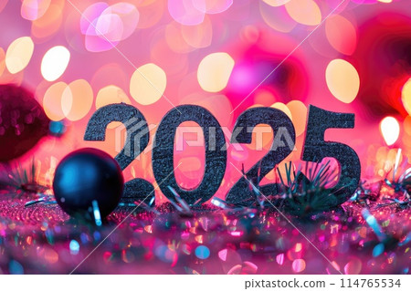 Sparkling New Year 2025 Celebration with Festive Decorations Sparkling New Year 2025 Celebration with Festive Decorations 114765534