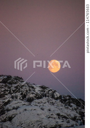 Midwinter moon over Bodo 114765683