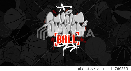 Trendy Abstract Hip Hop Urban Street Art Graffiti Style Word Streetball Vector Illustration Trendy Abstract Hip Hop Urban Street Art Graffiti Style Word Streetball Vector Illustration 114766283