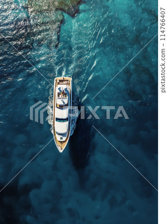 Boat Sailing in Ocean Waters 114766407
