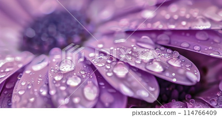 Purple Flower With Water Droplets 114766409
