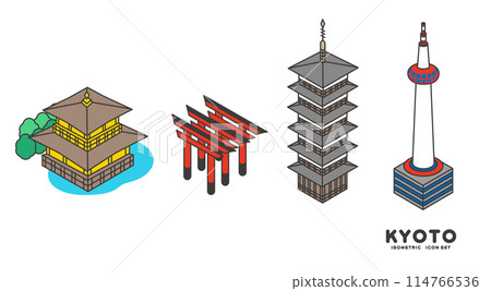 京都旅遊設施等距圖示素材/插畫/向量/觀光 114766536