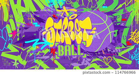 Cool Abstract Hip Hop Urban Street Art Graffiti Style Word Basketball Vector Illustration 114766966