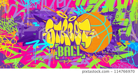Cool Abstract Hip Hop Urban Street Art Graffiti Style Word Basketball Vector Illustration 114766970