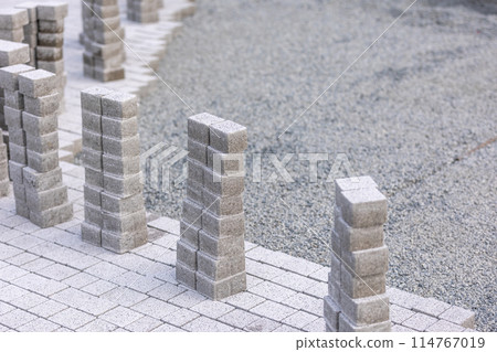 Detail to building a new interlocking paving, industrial concept 114767019
