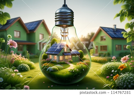 house and light bulb, alternative sources of electricity 114767281