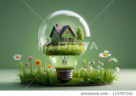 house and light bulb, alternative sources of electricity 114767282