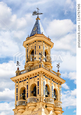 Tower, bell tower located in the Plaza del Derribo in Alcala de Guadaira, Seville 114767406